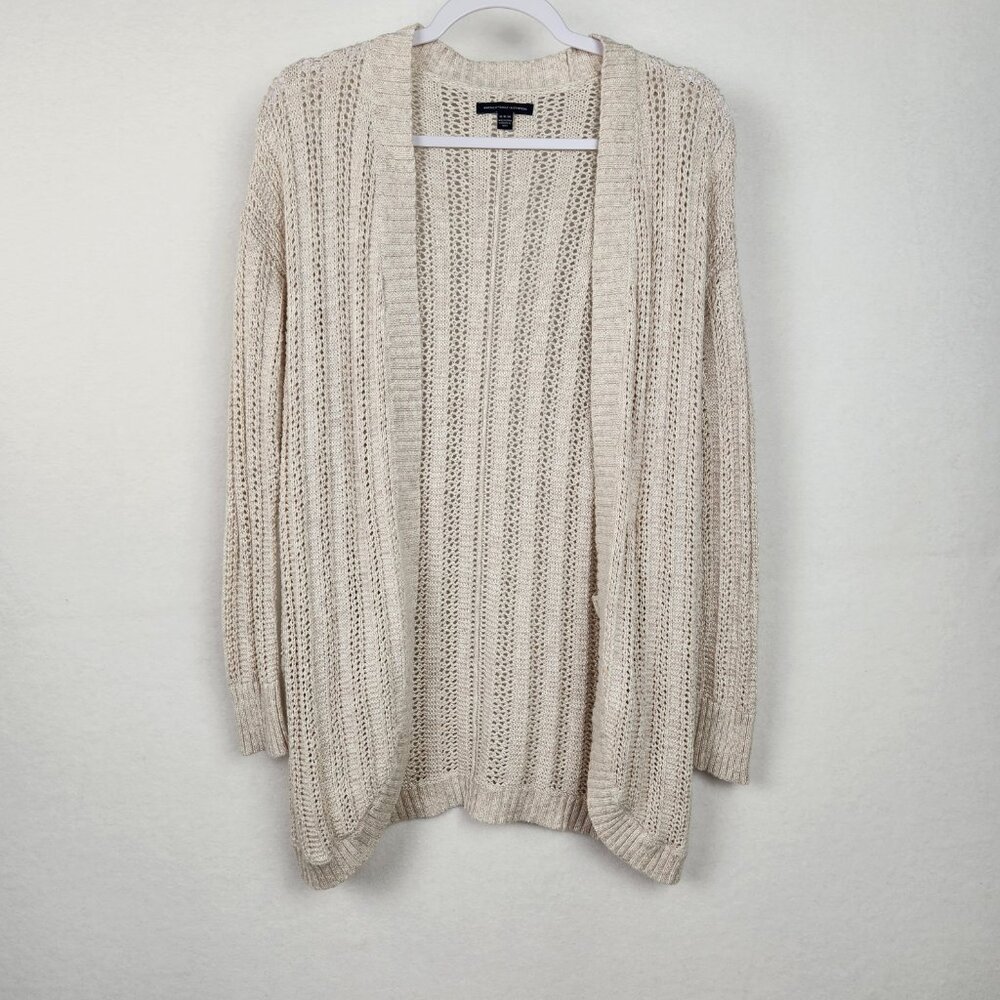 AEO American Eagle Womens Open Front Cardigan w/ Pockets Size M Beige / Cream